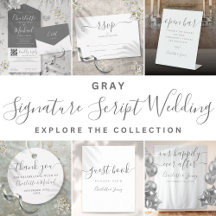 Elegant Gray And White Signature Script Wedding 