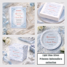 Light Blue Silver Princess Quinceañera collection