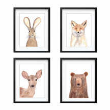 Cute Woodland animals Safari prints bedroom decor