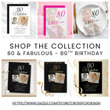 Elegant 80 & Fabulous Photo Birthday Invitations