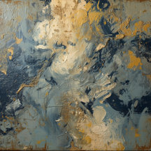 Dusty Blue Navy Mustard Gold Abstract Textured