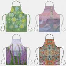 Aprons With Watercolor Themed Designs 