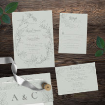 Minimalist Hand-drawn Vines Sage Green Gray