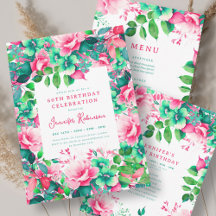 Spring Summer Watercolor Floral 60th Birthday Set