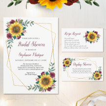 Sunflower Geometric Burgundy Floral Bridal Shower