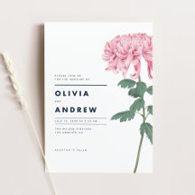 Pink Chrysanthemum Wedding Invitation Collection