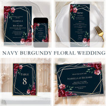 Navy   Burgundy Floral Wedding
