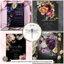 Dark Moody Floral Couples Shower Invitations