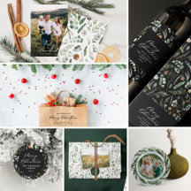 Minimal foliage script greenery christmas select