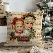 Vintage Victorian Christmas Kids Throw Pillow #111