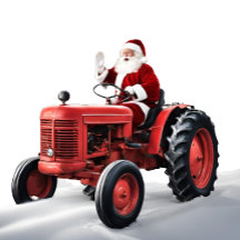 Santa Claus Red Tractor Festive Christmas