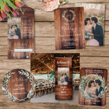 Watercolor leaves rustic wood Wedding collection
