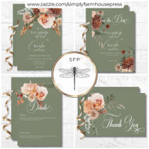 Boho Peach & Rust Floral Sage Green Wedding