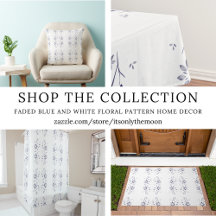 Faded Blue and White Floral Pattern Home Decor