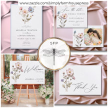 Modern Pressed Pastel Wildflowers Wedding