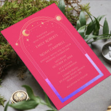 Celestial Fuchsia Pink Sun Moon Stars Wedding