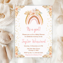 Boho Rainbow Pink Baby Shower