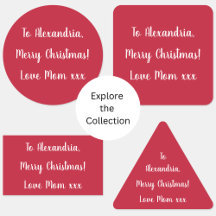 Personalized Christmas gift tag stickers red white