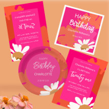 Hot Pink and Orange Daisy Floral Birthday Party