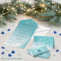 Heartfelt Teal Blue Glitter   50th Birthday