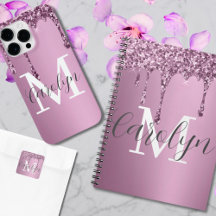 Elegant Glitter Drips Collection in Rosy Pink