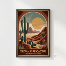 Retro Desert Travel Posters & Boho Botanical Art