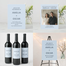 Modern Soft Blue Simple Bold Typography Wedding