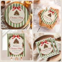 Red Coquette Bow Script Christmas Tree Party