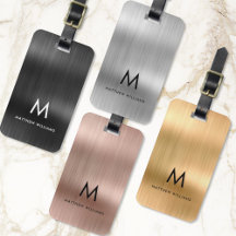 Monogram Faux Metal Steel Styled Luggage Tags