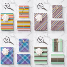 Wrapping Sheets Gift Paper In Lines Plaid Stripes 