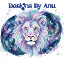 Celestial Galactic Lion Ethereal Watercolor Art