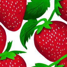 Strawberries on White Background Pattern