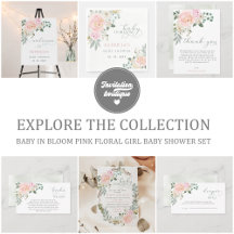 Baby in Bloom Pink Floral Girl Baby Shower Set