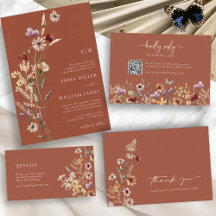 Terracotta Boho Wildflowers Wedding Invitations