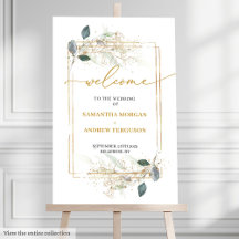 Watercolor Eucalyptus Gold Wedding Welcome #197W