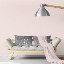 Modern Grey Glitter Sparkles Personalized Name