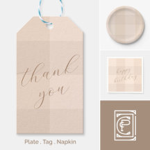 Neutral Gingham Plaid Birthday Party Set