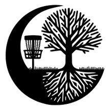 Black and White Disc Golf Basket and Tree