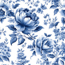 Vintage French Toile de Jouy Navy Blue