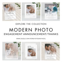 Modern Photo Engagement Announcements Thank Yous