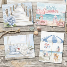 WATERCOLOR AMERICANA 4TH OF JULY SUMMER POSTCARDS