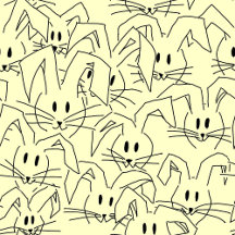 Bunches of Bunnies on yellow - seamless pattern.
