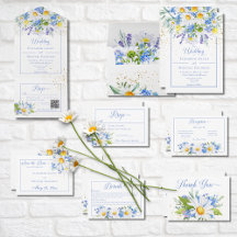 Daisy & Field Flowers Bouquet Wedding Suite Cards