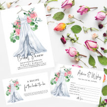 Wedding dress greenery and roses - Bridal Shower