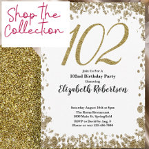 102nd birthday gold and black collection