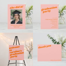 Pink and Orange Retro Groovy Grad Party