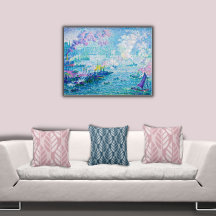 Paul Signac Art Meets Blue & Pink Pillows