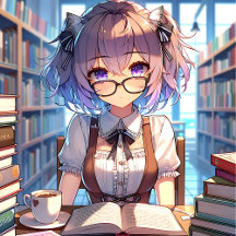 Smart Anime Girls in the Library
