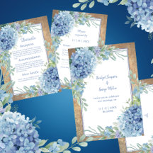 Romantic Blue Hydrangea Monogram wedding suite