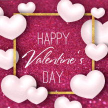 Valentine's Day White Hearts Glitter